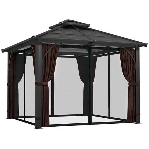 Outsunny 3x3(m) Hardtop Gazebo with Polycarbonate Roof & Sides