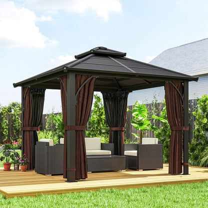 Outsunny 3x3(m) Hardtop Gazebo with Polycarbonate Roof & Sides