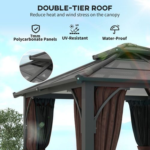 Outsunny 3x3(m) Hardtop Gazebo with Polycarbonate Roof & Sides