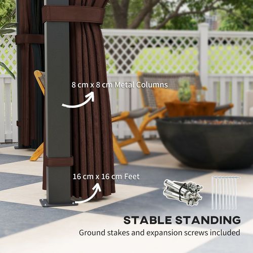 Outsunny 3x3(m) Hardtop Gazebo with Polycarbonate Roof & Sides