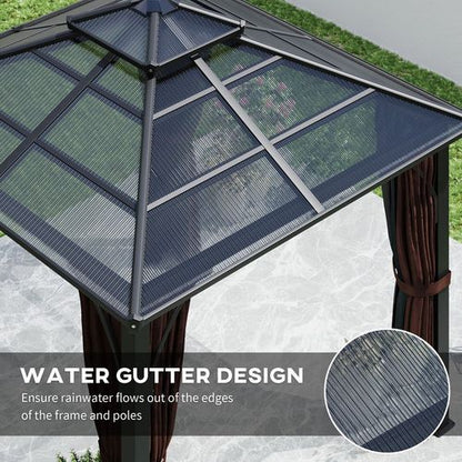 Outsunny 3x3(m) Hardtop Gazebo with Polycarbonate Roof & Sides