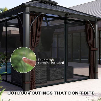Outsunny 3x3(m) Hardtop Gazebo with Polycarbonate Roof & Sides