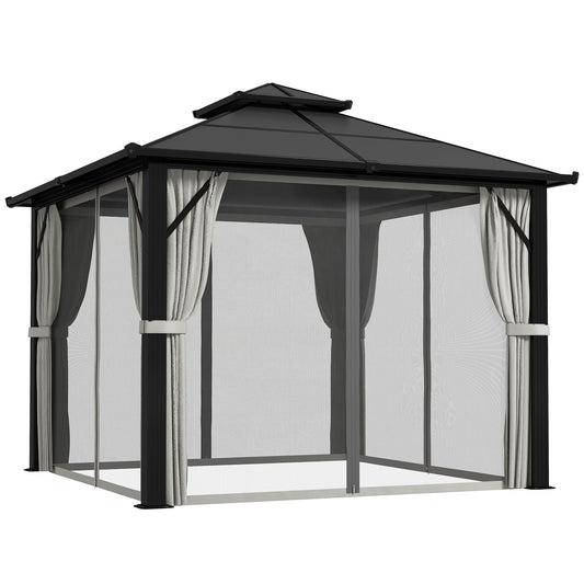 Outsunny 3x3(m) Polycarbonate Hardtop Gazebo with Aluminium Frame