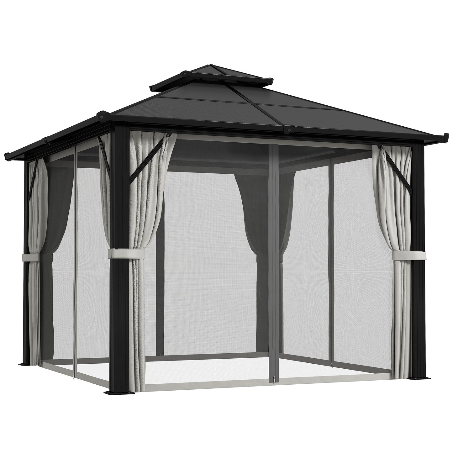 Outsunny 3x3(m) Polycarbonate Hardtop Gazebo with Aluminium Frame