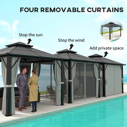 Outsunny 3x3(m) Polycarbonate Hardtop Gazebo with Aluminium Frame