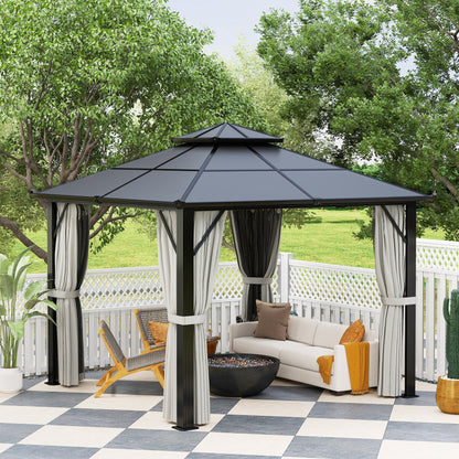 Outsunny 3x3(m) Polycarbonate Hardtop Gazebo with Aluminium Frame