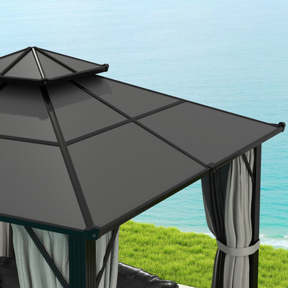 Outsunny 3x3(m) Polycarbonate Hardtop Gazebo with Aluminium Frame