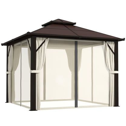 Outsunny 3x3(m) Polycarbonate Hardtop Gazebo with Aluminium Frame