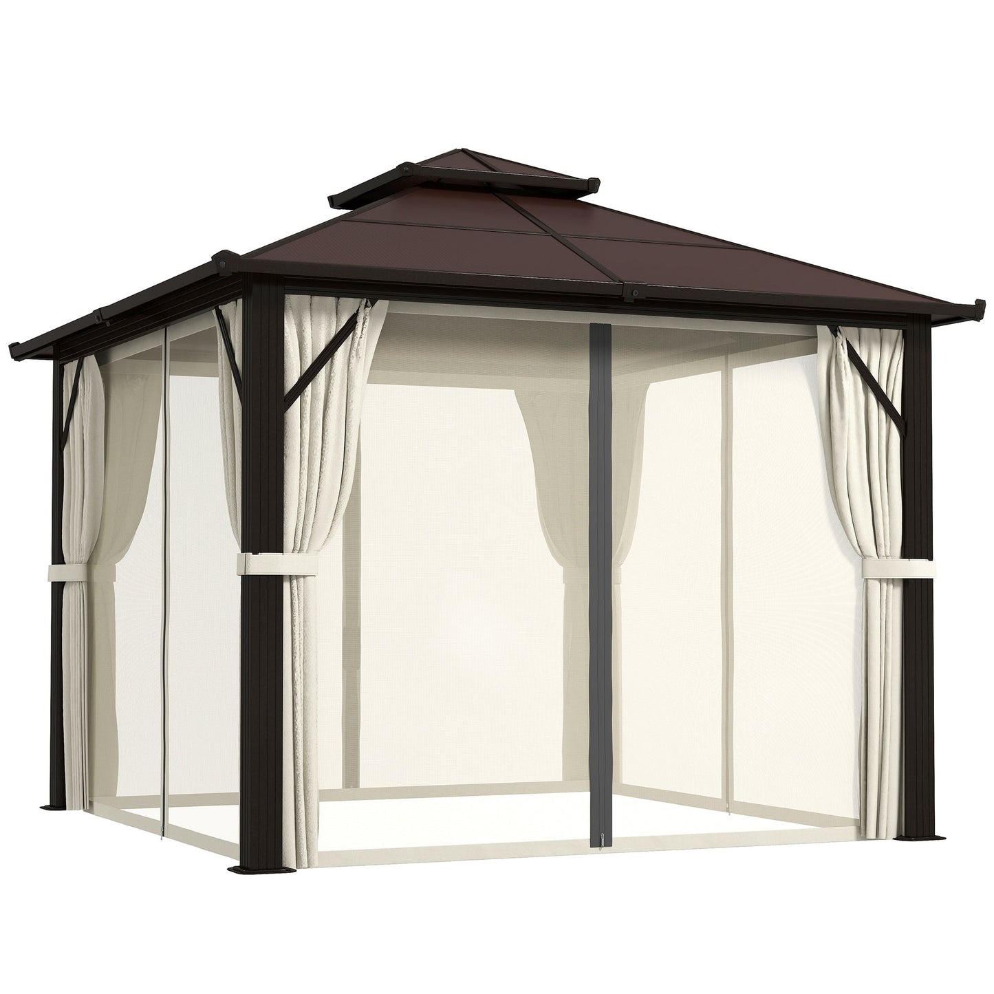 Outsunny 3x3(m) Polycarbonate Hardtop Gazebo with Aluminium Frame
