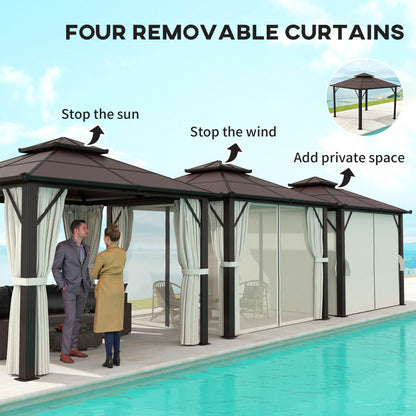 Outsunny 3x3(m) Polycarbonate Hardtop Gazebo with Aluminium Frame