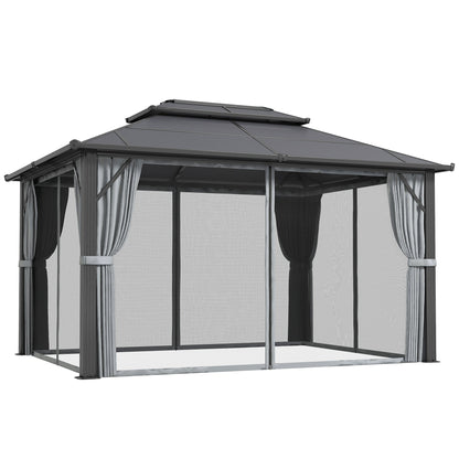 Outsunny 3x4m Polycarbonate Hardtop Gazebo with Aluminium Frame