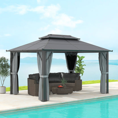 Outsunny 3x4m Polycarbonate Hardtop Gazebo with Aluminium Frame
