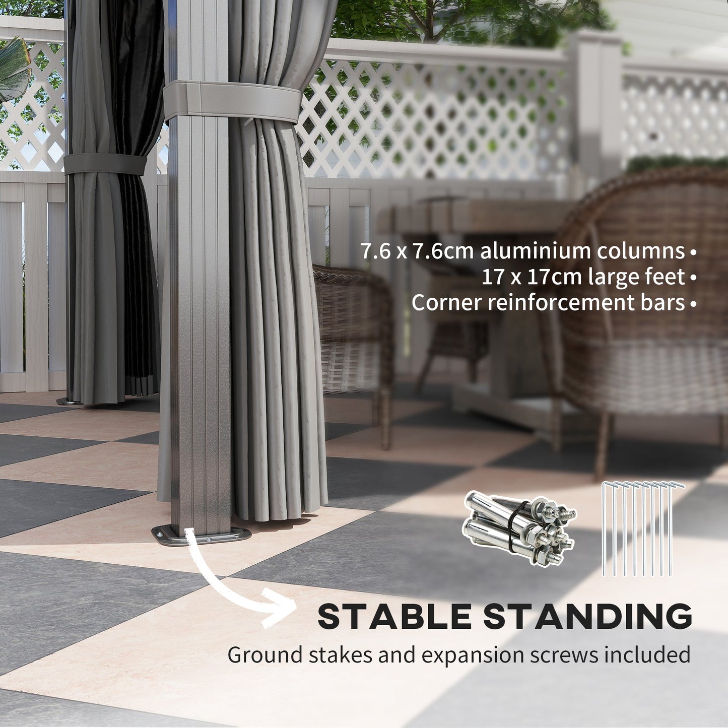 Outsunny 3x4m Polycarbonate Hardtop Gazebo with Aluminium Frame