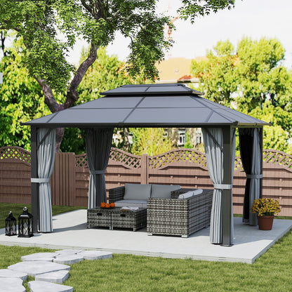 Outsunny 3x4m Polycarbonate Hardtop Gazebo with Aluminium Frame