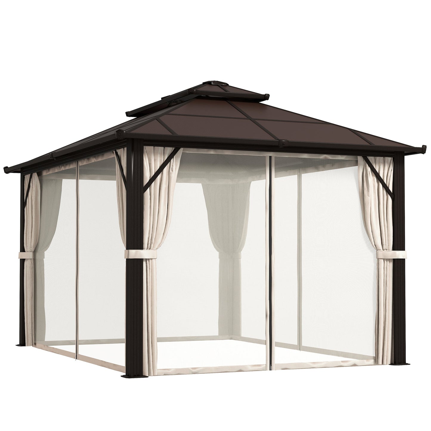 Outsunny 3x4m Polycarbonate Hardtop Gazebo with Aluminium Frame