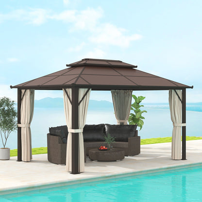 Outsunny 3x4m Polycarbonate Hardtop Gazebo with Aluminium Frame