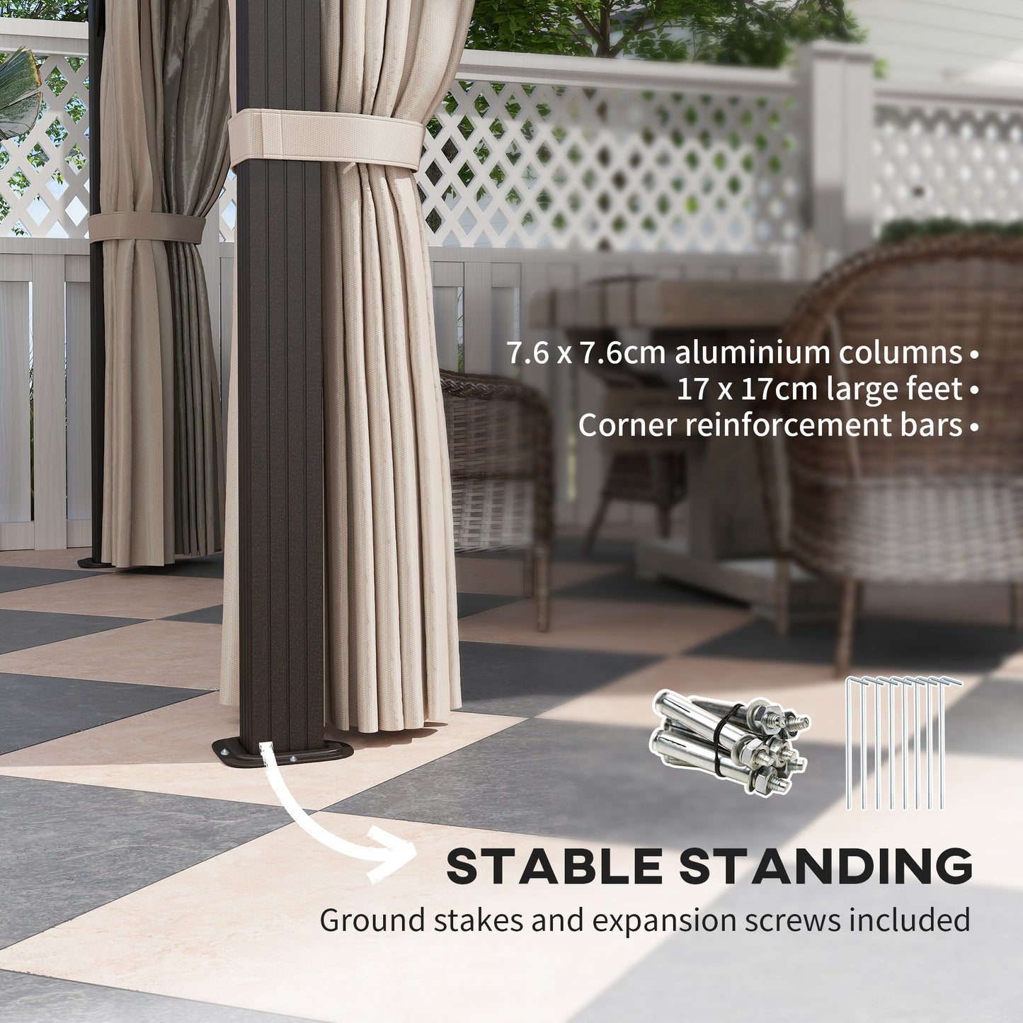 Outsunny 3x4m Polycarbonate Hardtop Gazebo with Aluminium Frame