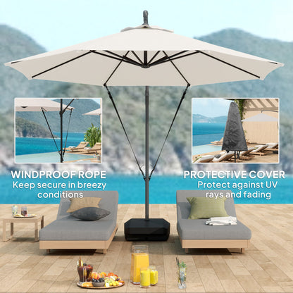 Outsunny Garden Cantilever Parasol with Cover Weighted Base Wind Strap