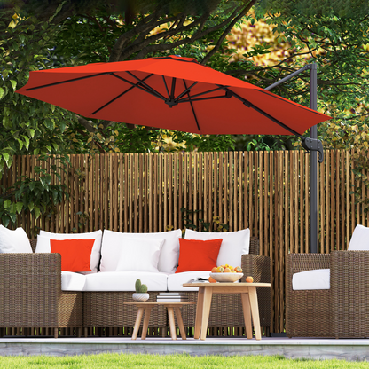 Outsunny 3 x 3(m) Cantilever Parasol Garden Umbrella with Cross Base