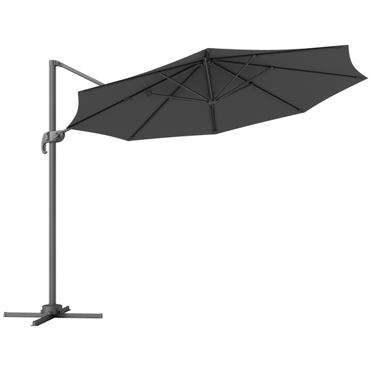 Outsunny 3 x 3(m) Cantilever Parasol Garden Umbrella with Cross Base