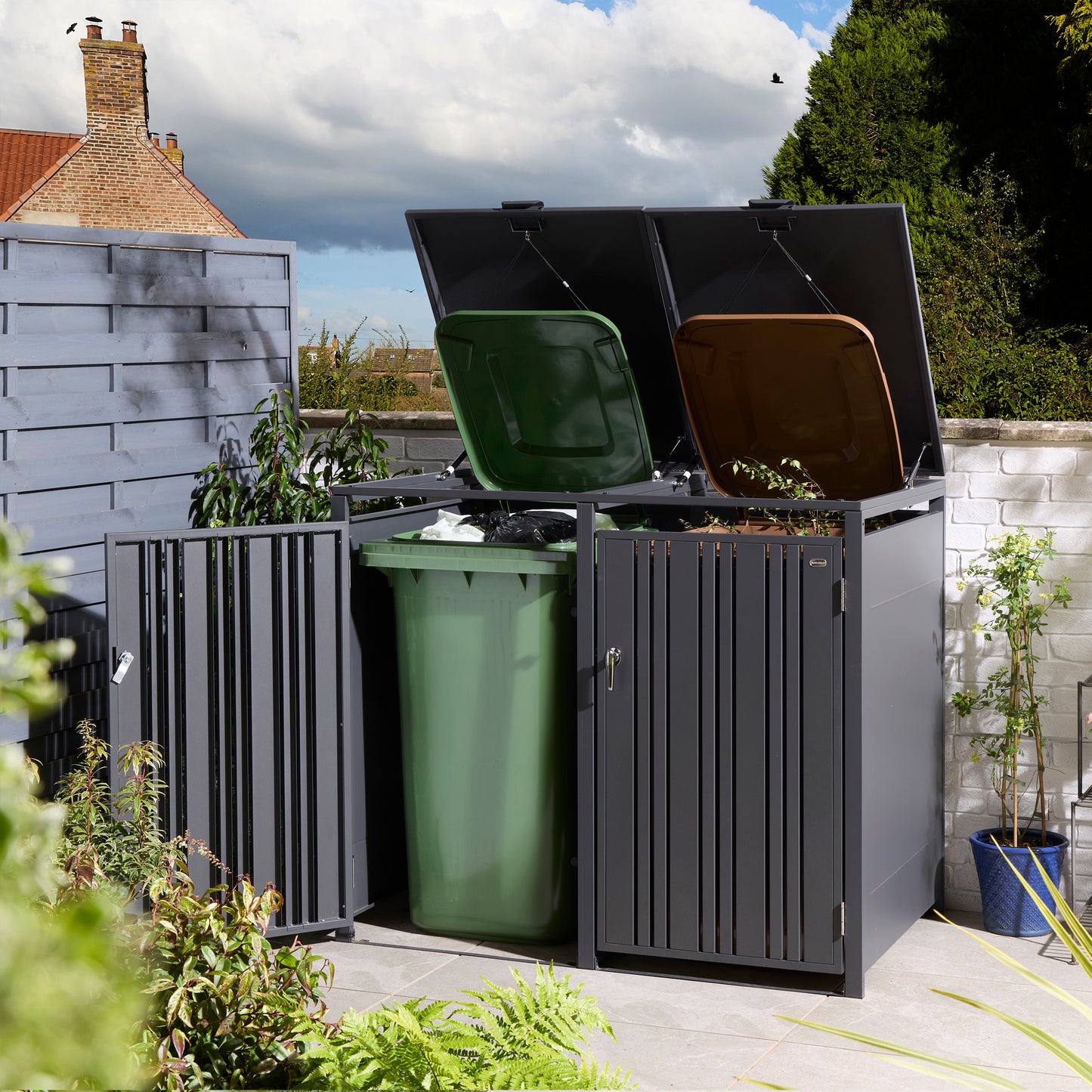 Rowlinson Wimbledon Double Bin Store - Anthracite/Oak