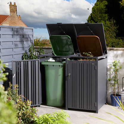 Rowlinson Wimbledon Double Bin Store - Anthracite/Oak