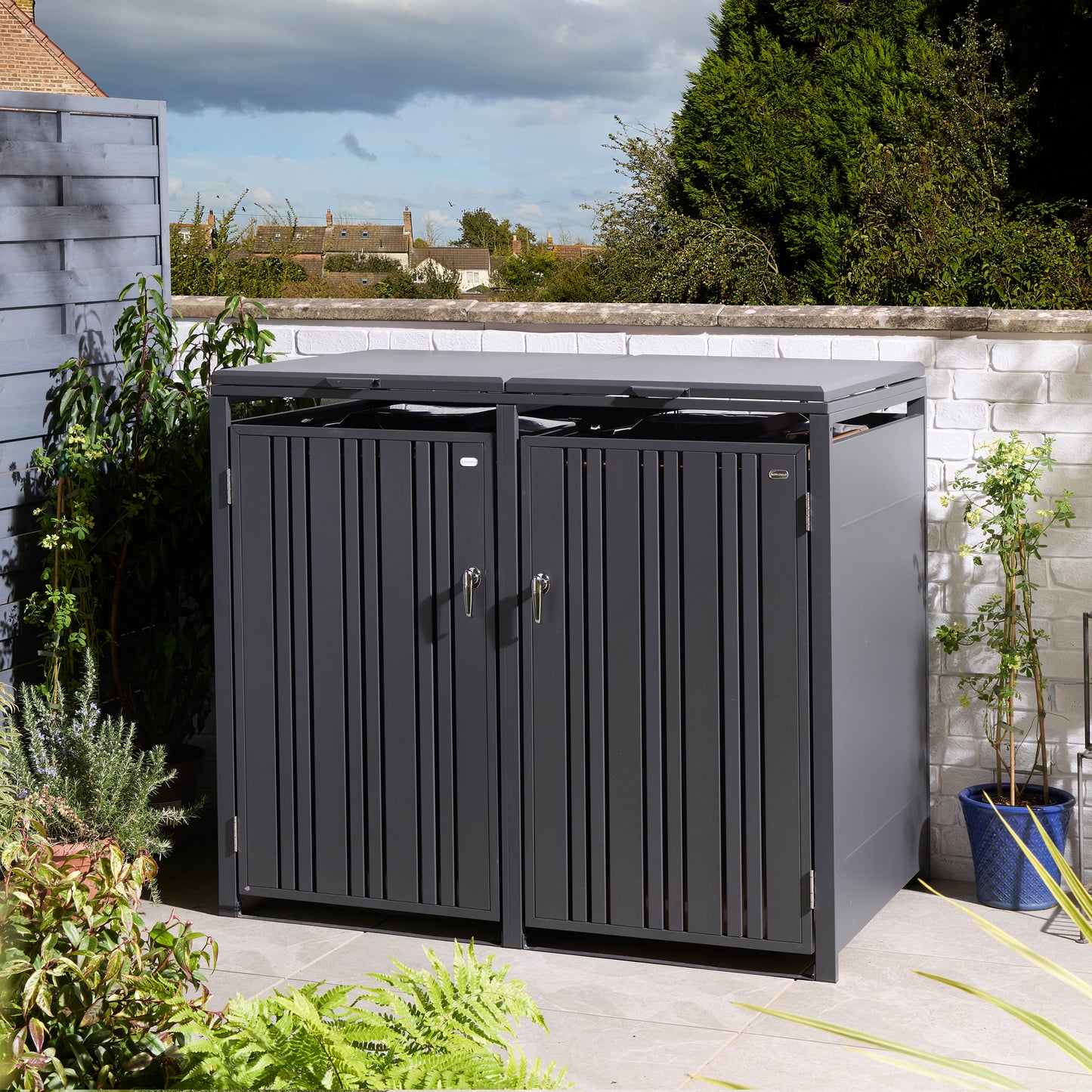 Rowlinson Wimbledon Double Bin Store - Anthracite/Oak