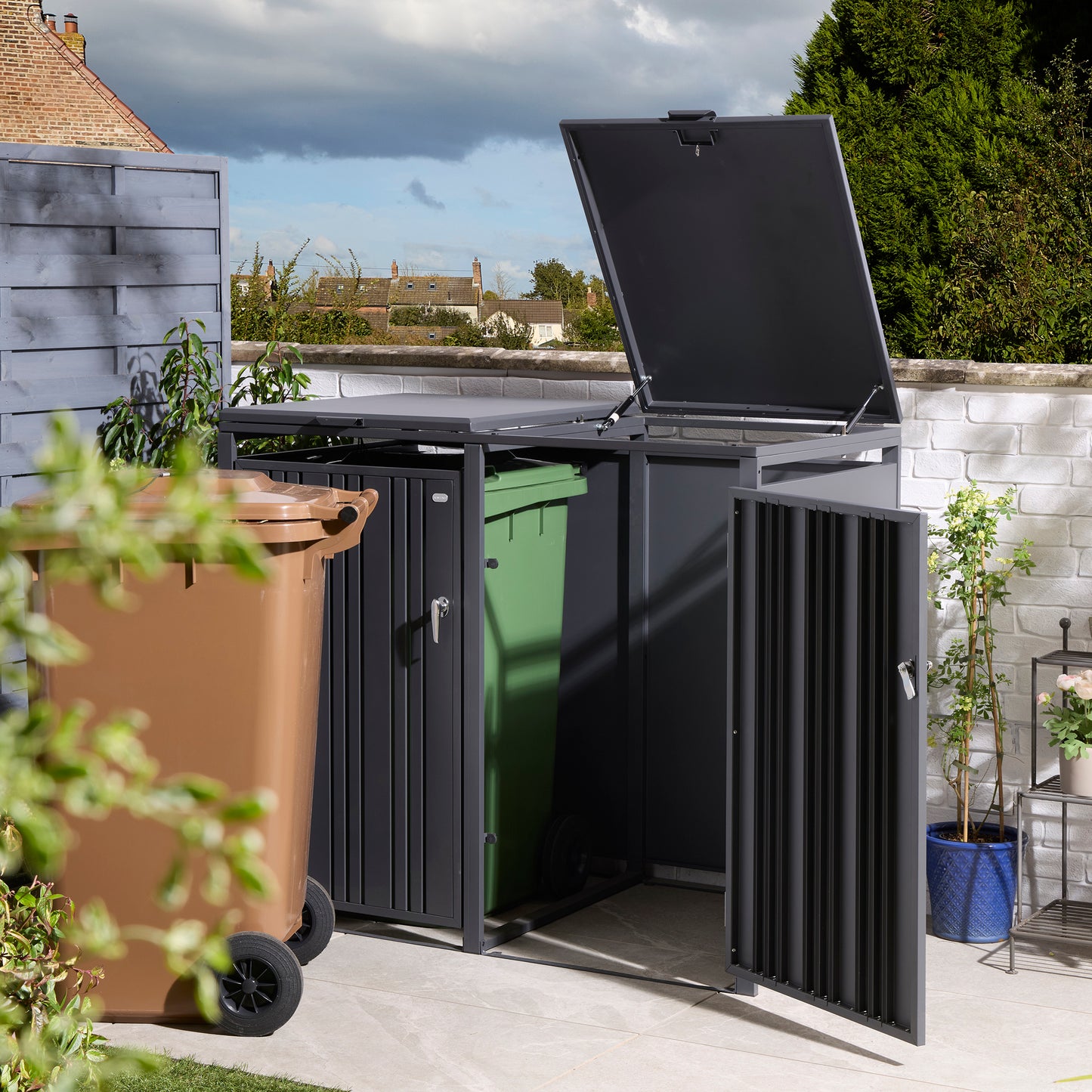 Rowlinson Wimbledon Double Bin Store - Anthracite/Oak
