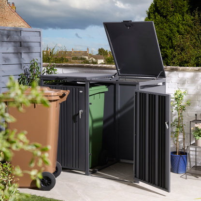 Rowlinson Wimbledon Double Bin Store - Anthracite/Oak