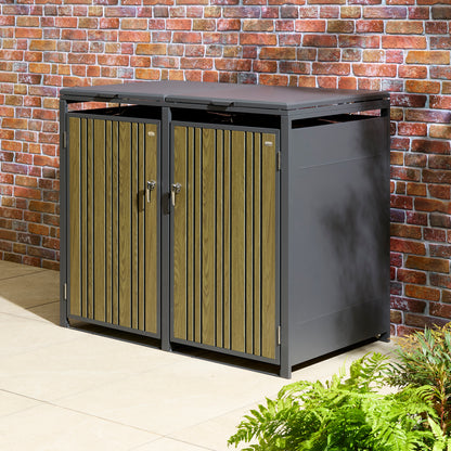 Rowlinson Wimbledon Double Bin Store - Anthracite/Oak