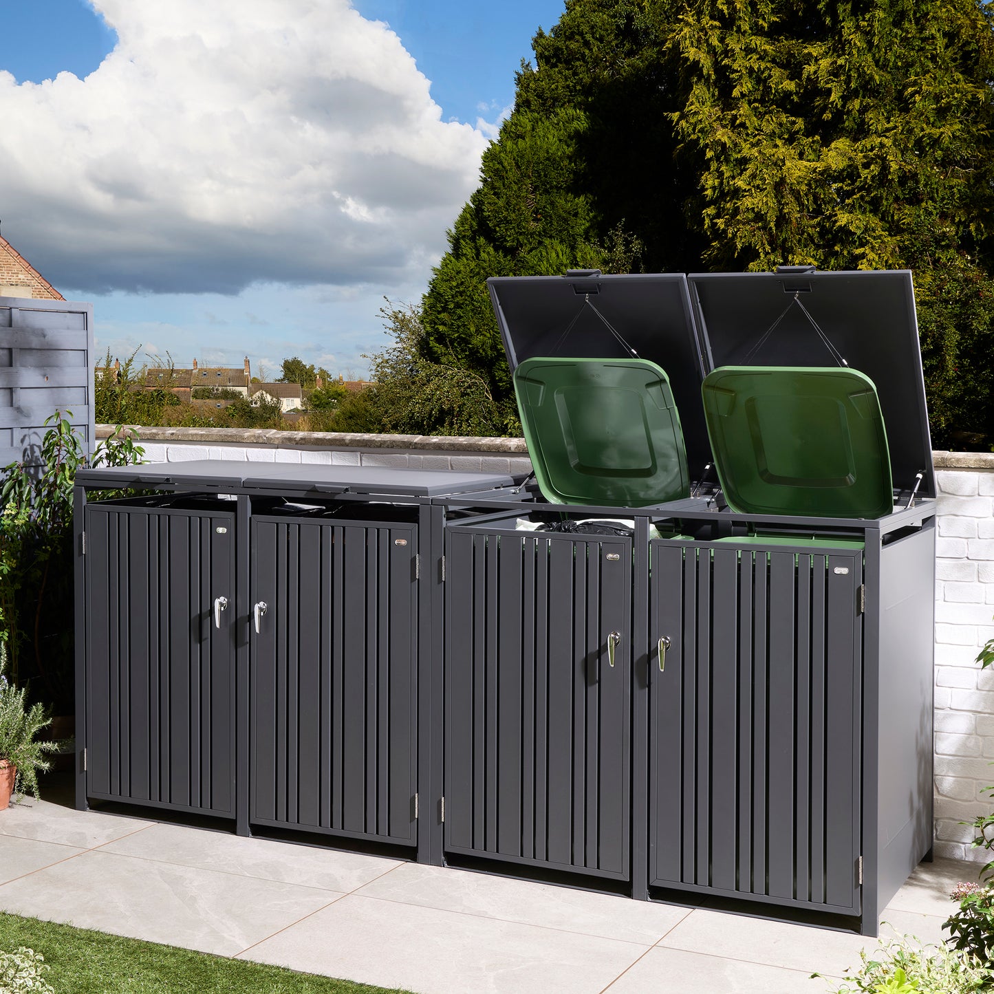 Rowlinson Wimbledon Quadruple Bin Store - Anthracite/Oak
