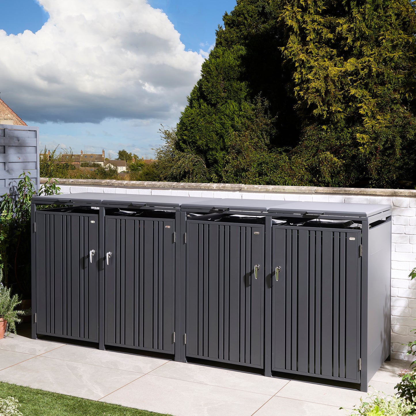Rowlinson Wimbledon Quadruple Bin Store - Anthracite/Oak