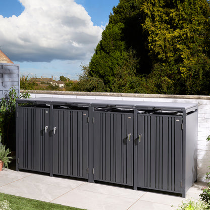 Rowlinson Wimbledon Quadruple Bin Store - Anthracite/Oak