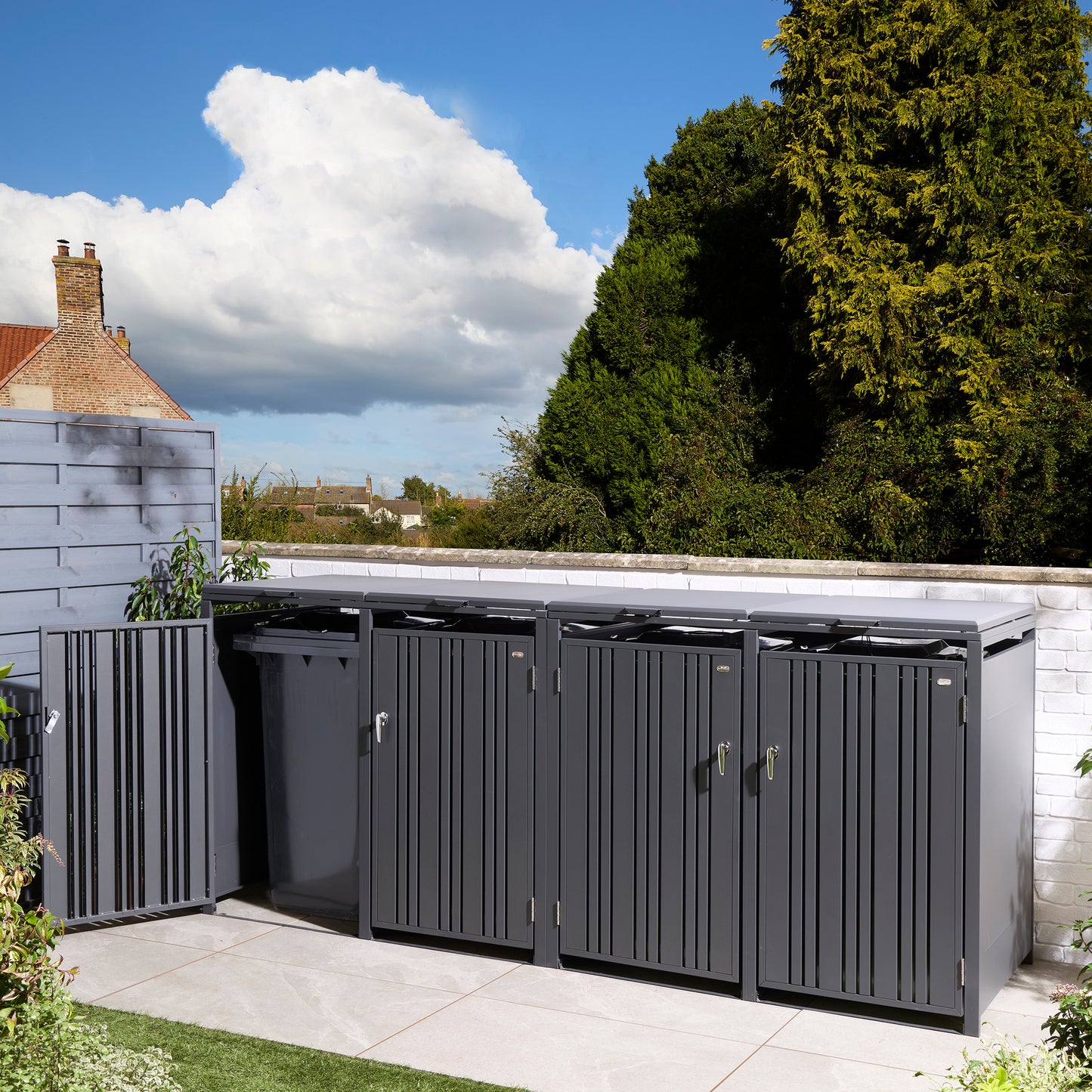 Rowlinson Wimbledon Quadruple Bin Store - Anthracite/Oak