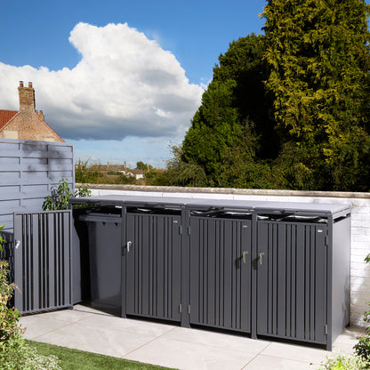Rowlinson Wimbledon Quadruple Bin Store - Anthracite/Oak