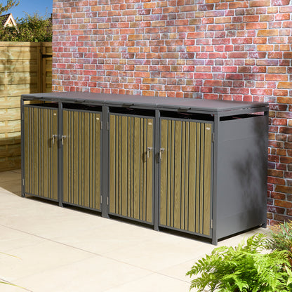 Rowlinson Wimbledon Quadruple Bin Store - Anthracite/Oak