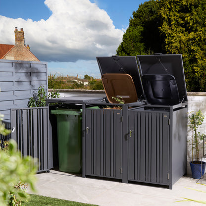 Rowlinson Wimbledon Triple Bin Store - Anthracite/Oak