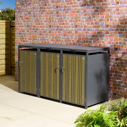 Rowlinson Wimbledon Triple Bin Store - Anthracite/Oak