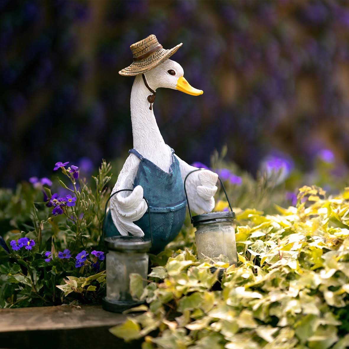 Solar Duck Garden Ornament with LED Lantern