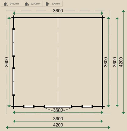 Lugarde York 44mm Log Cabin 3.6mx3.6m  including Floor