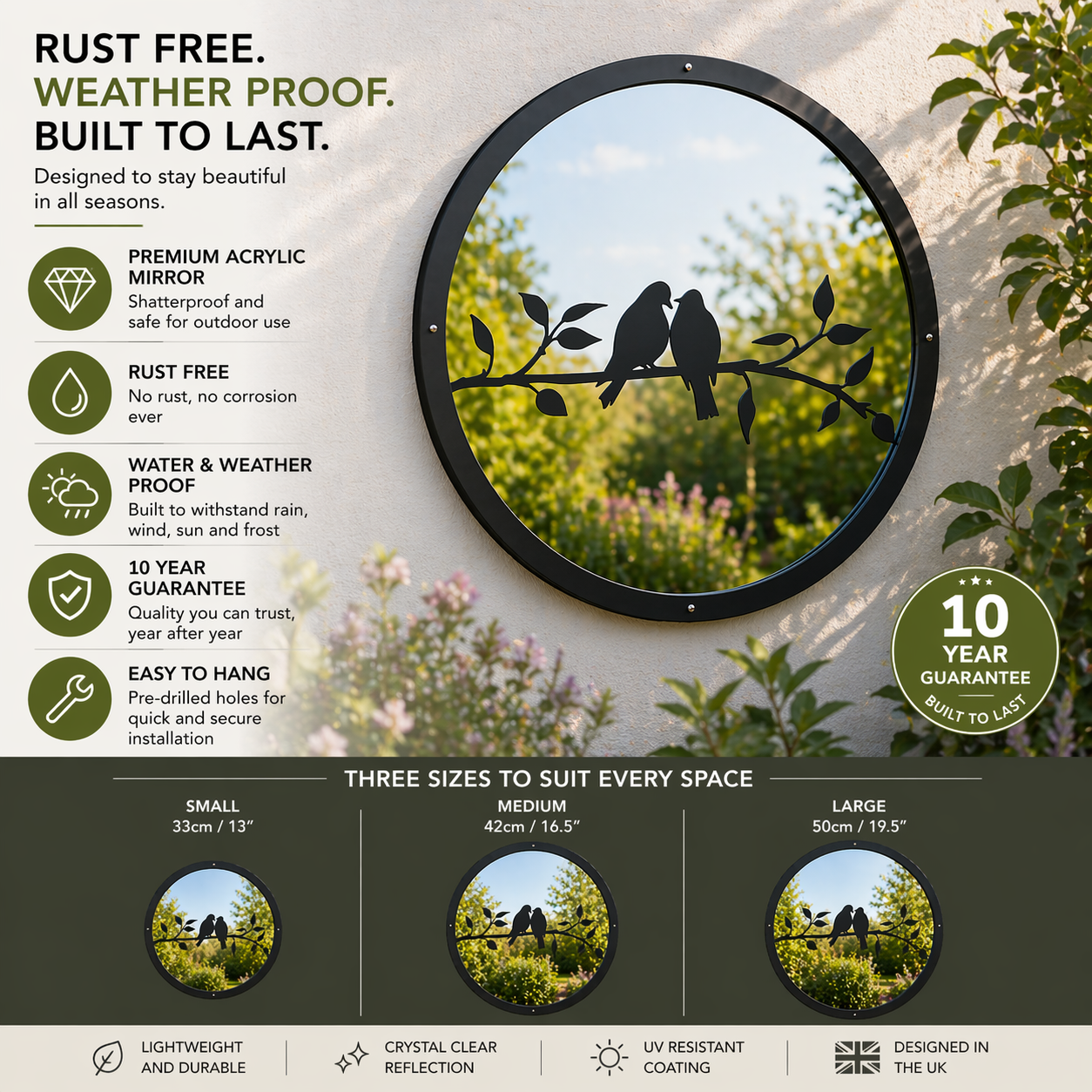Love Birds Garden Mirror