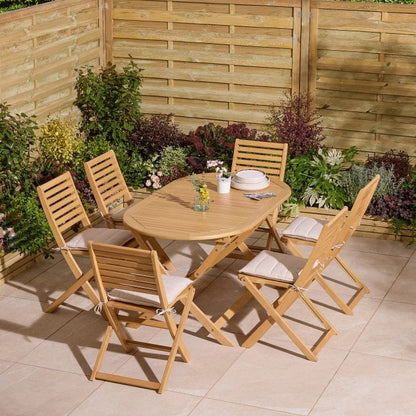 Ashdown Folding 6 Seat Oval Dining Set With Cushions