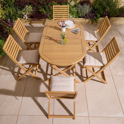 Ashdown Folding 6 Seat Oval Dining Set With Cushions