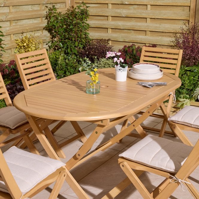 Ashdown Folding 6 Seat Oval Dining Set With Cushions