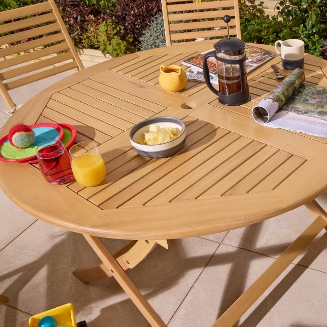 Ashdown Folding 6 Seat Round Dining Set With Cushions