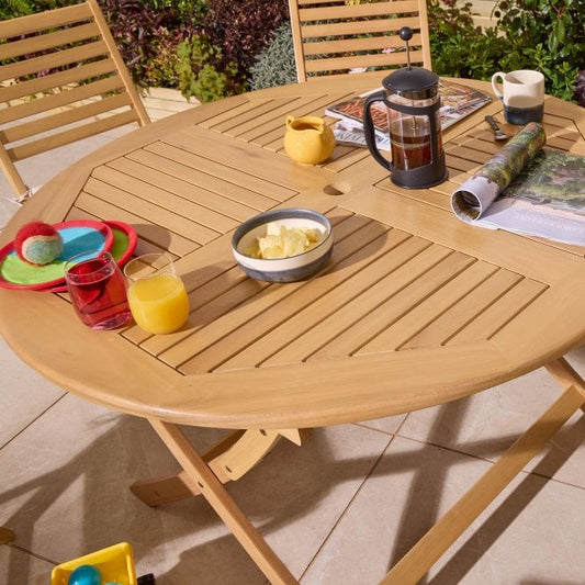 Ashdown Folding 6 Seat Round Dining Set With Cushions