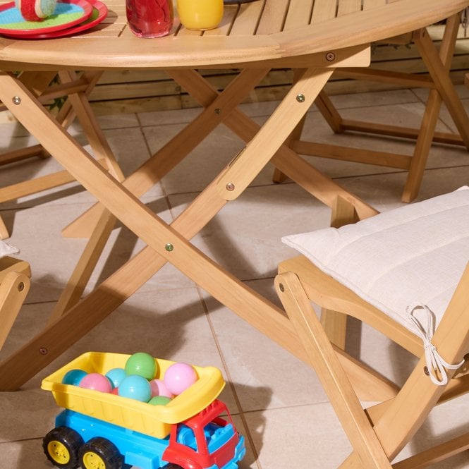 Ashdown Folding 6 Seat Round Dining Set With Cushions