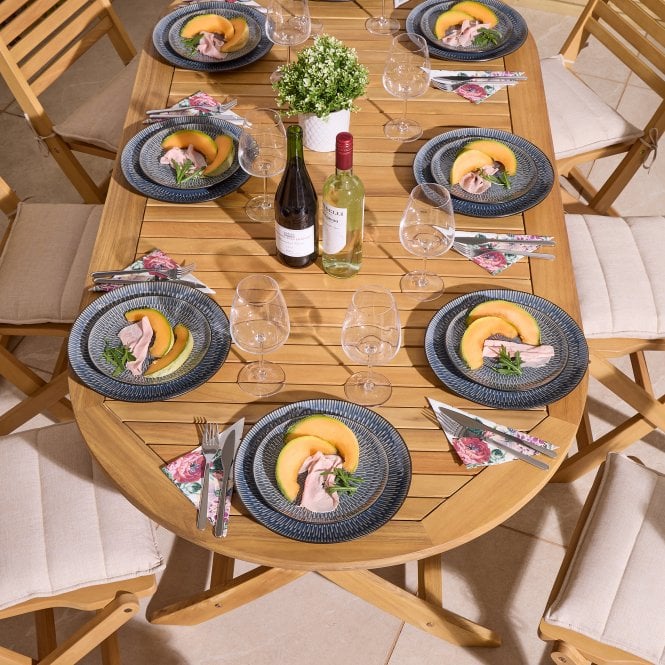 Ashdown Folding 8 Seat Oval Dining Set With Cushions