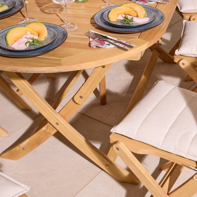 Ashdown Folding 8 Seat Oval Dining Set With Cushions