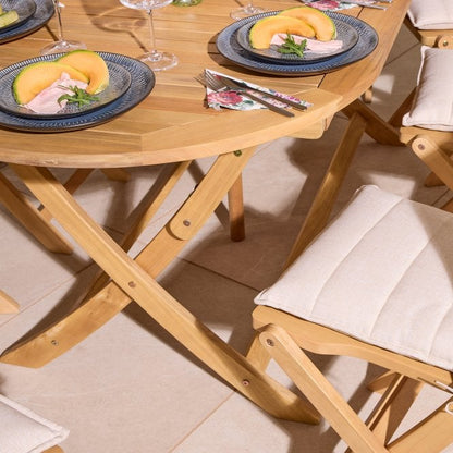 Ashdown Folding 8 Seat Oval Dining Set With Cushions